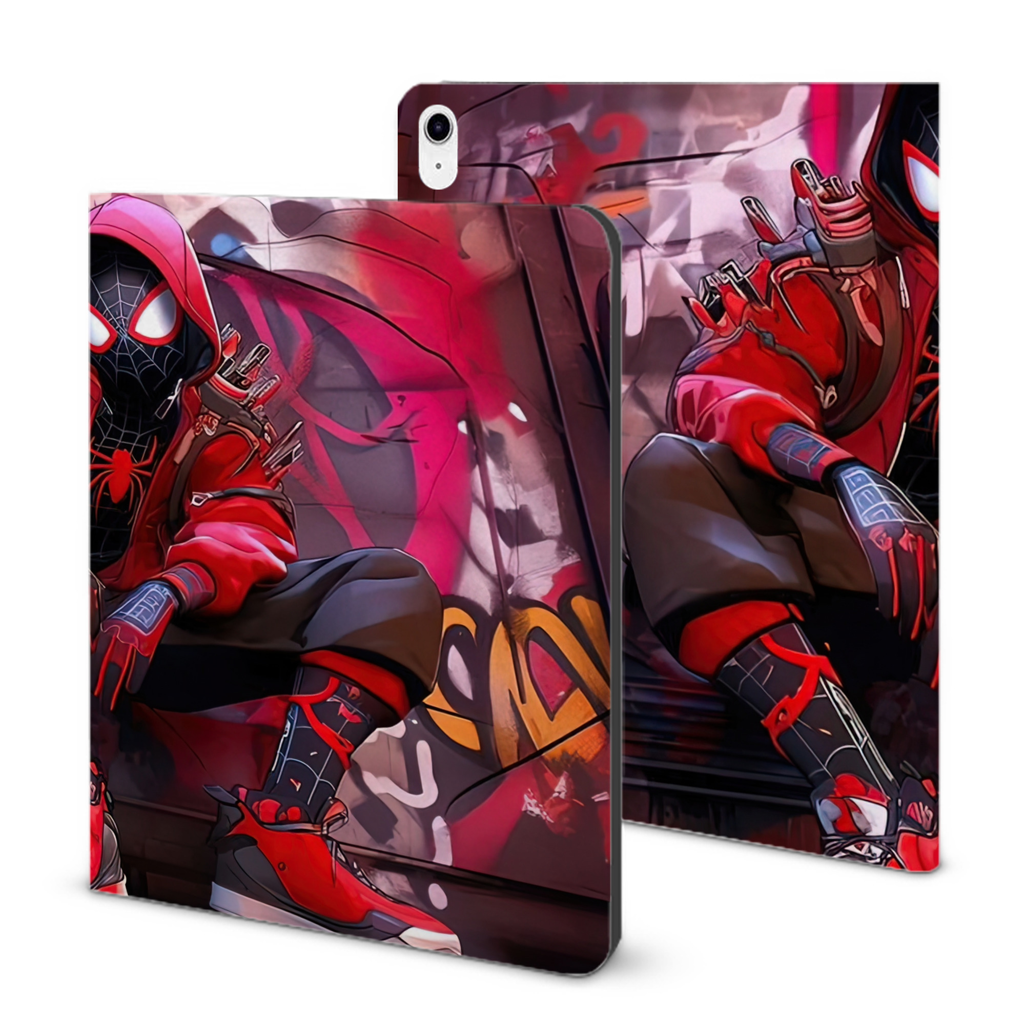 （画像用） Spider Man スパイダーマン IPad ケース ブック型 PUレザー TPU 耐衝撃 軽量 薄型 ペン収納なし 全面保護 IPad 各モデル対応